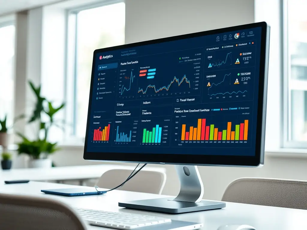 A website maintenance dashboard showing updates, security scans, and performance metrics, ensuring the site remains secure and efficient.